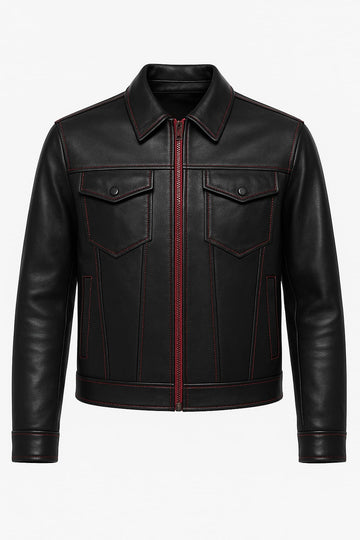 CRIMSON BLOODLINE BLACK LEATHER JACKET