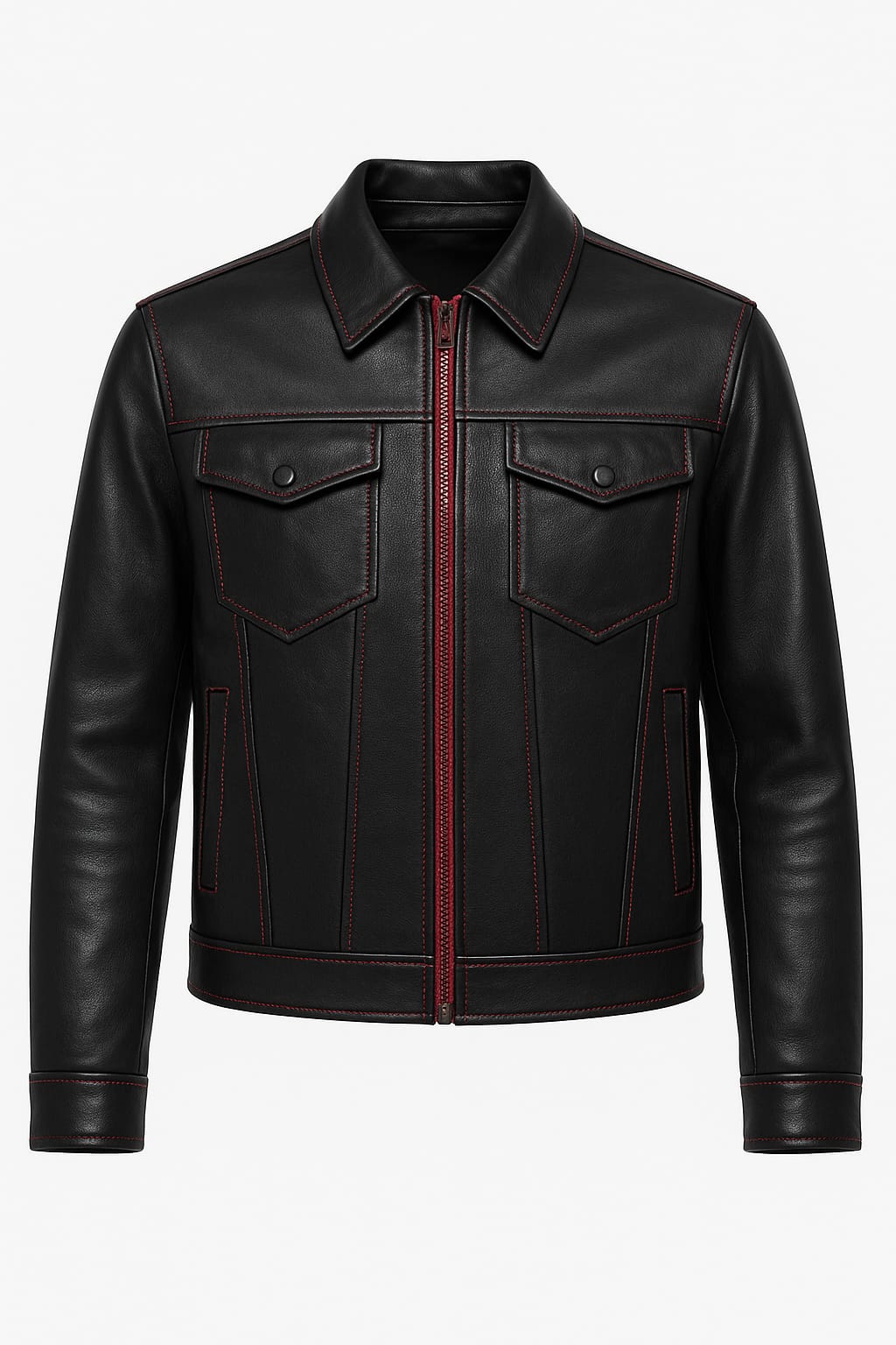 CRIMSON BLOODLINE BLACK LEATHER JACKET